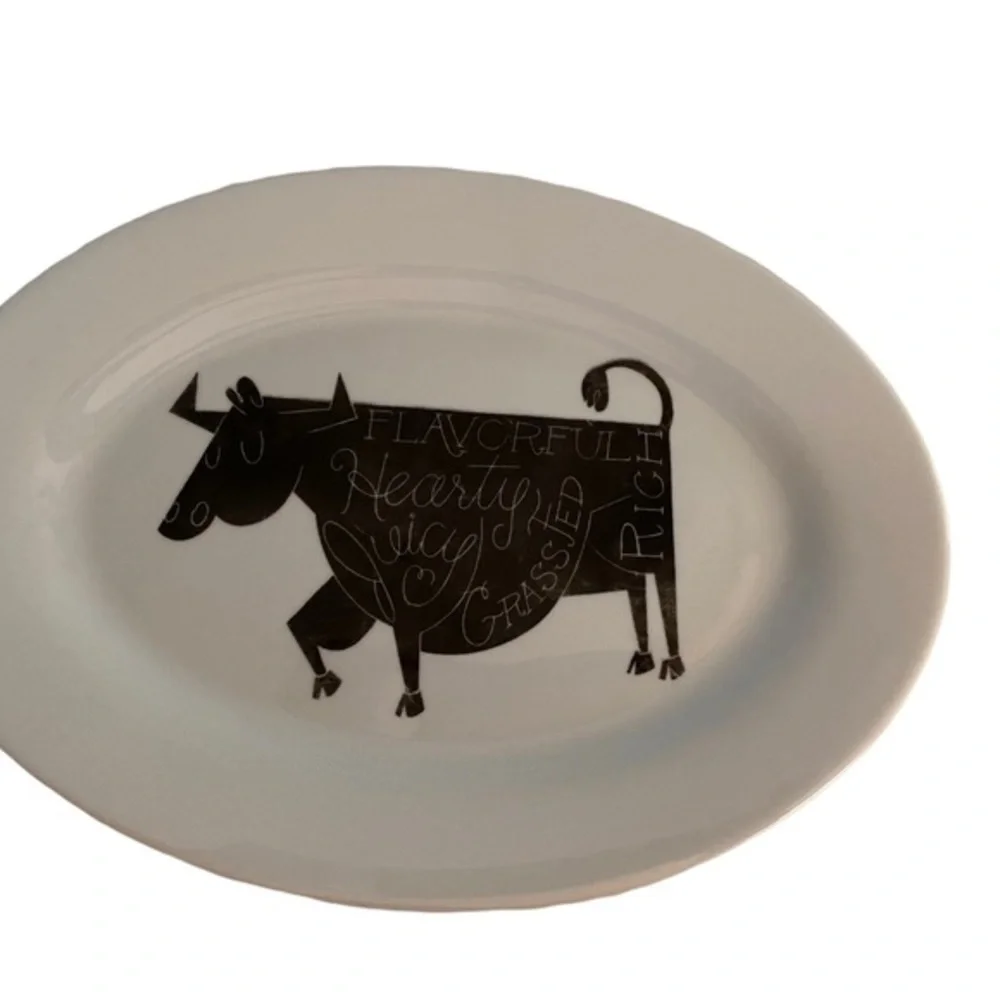 CRATE & BARREL FARMHOUSE PLATTER COW FROMAGE CHEESE PLATE